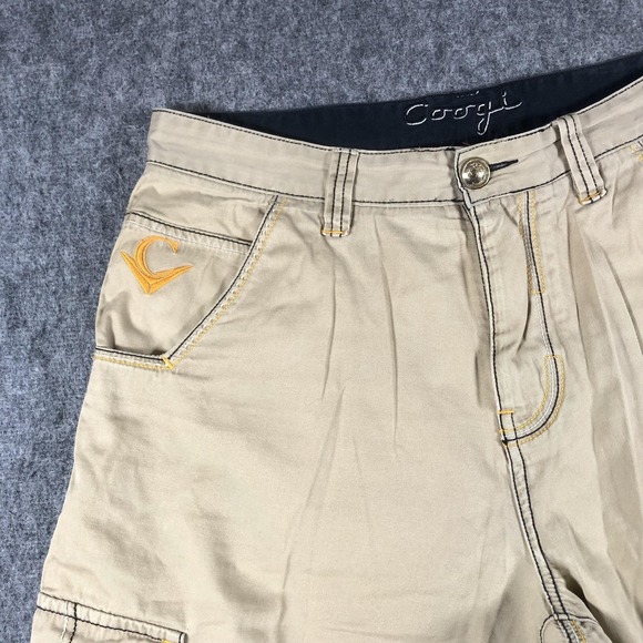COOGI Cargo Shorts Mens 38 Beige Embroidered Drawstring Hip Hop Streetwear Y2K - Picture 5 of 16